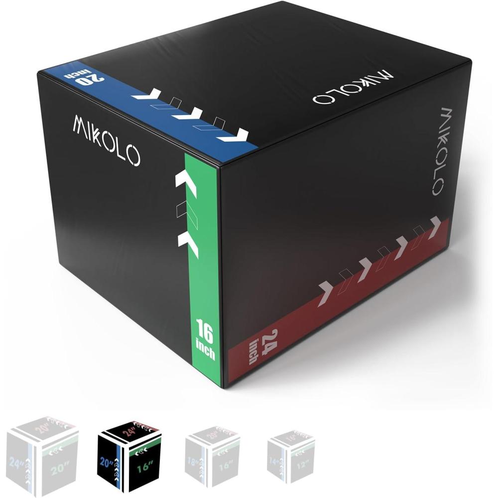 imageMikolo 3in1 Foam Plyometric Box  Soft Jump Box with Solid Wood Core HighDensity Foam and NonSlip Cover  No Assembly Required for Home Gym Workout24 x 20 x 16