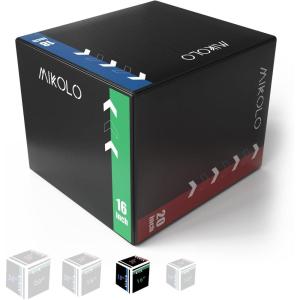 Mikolo 3-in-1 Foam Plyometric Box – Soft Jump Box with Solid Wood Core, High-Density Foam and Non-Slip Cover – No Assembly Required for Home Gym Workout(20″ x 18″ x 16″)