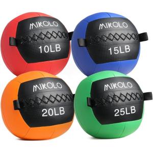 Mikolo Medicine Ball, Wall Ball,Soft Medicine Ball Set,Slam Ball for Core Training, Strength Workouts -Multi-Weight 10lbs 20lbs Exercise Balls for Home Gym, Functional Fitness (10/15/20/25LB)(10+15+20+25lbs)