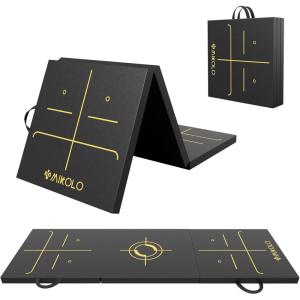 Mikolo Tri-Folding Exercise Mat, 2 Inch Thick Gymnastics Mat with Carry Handles, 6’×2’ Anti-Tear High-Density Portable Fitness Aerobics Mats for Tumbling, MMA, Yoga, Stretching and Core Workouts