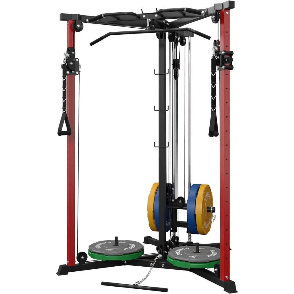 imageMikolo Cable Crossover Machine Functional Trainer with 17 Adjustable Positions Home Gym Equipment with Pulley System Cable Fly Machine and LAT Pulldown System Home Gym