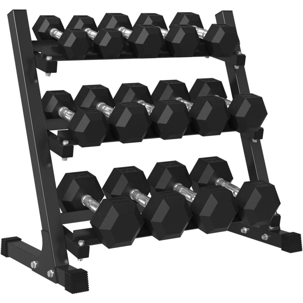 imageMikolo Dumbbell Sets with Rack Rubber Hex Dumbbells Multiple Choices in 160200380450550LB Hand Weights with Chrome Handle for Strength Training