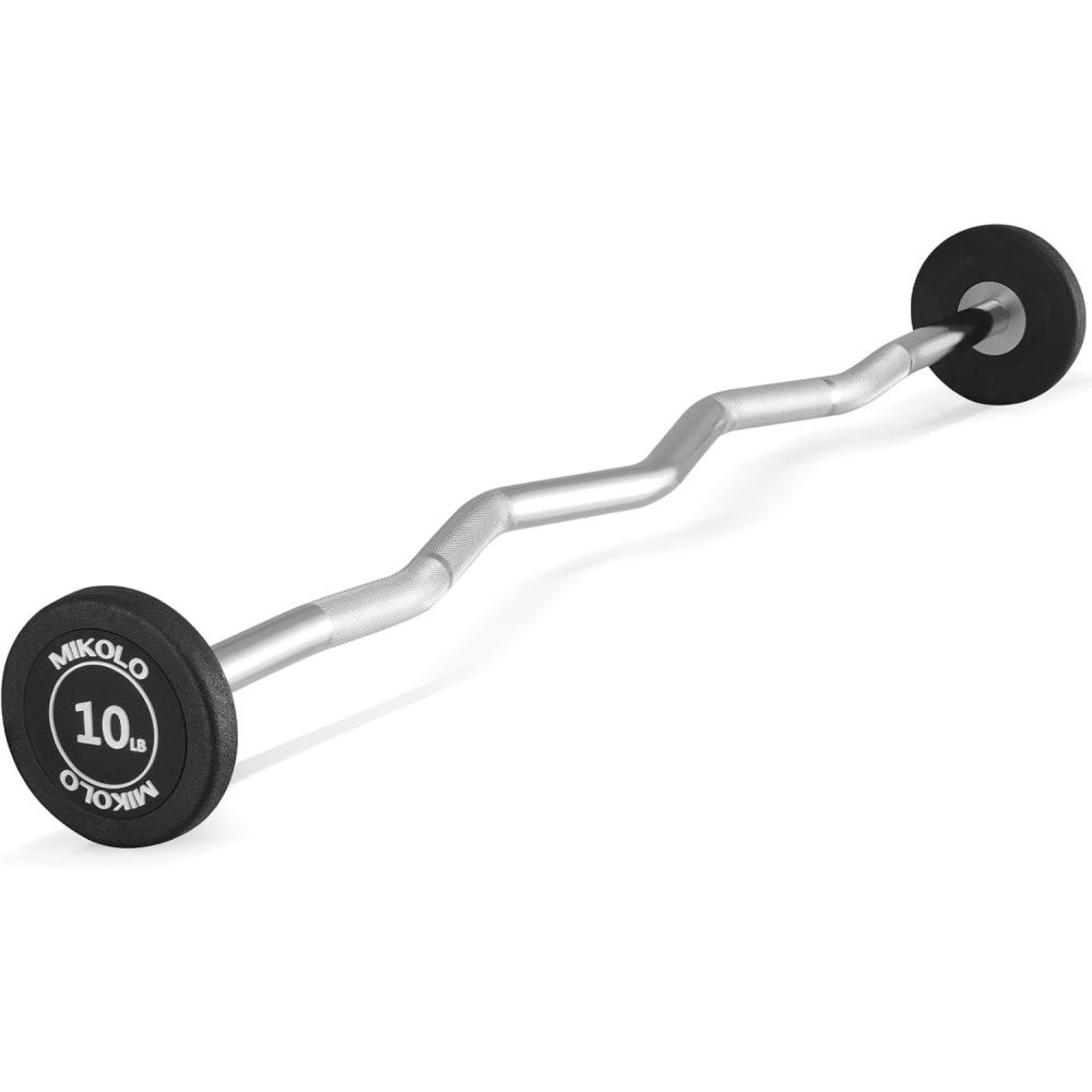 imageMikolo Fixed Barbell PreLoaded Weight EZ Curl Bar PVC Barbell Weight Set for Strength Training and WeightliftingBlack