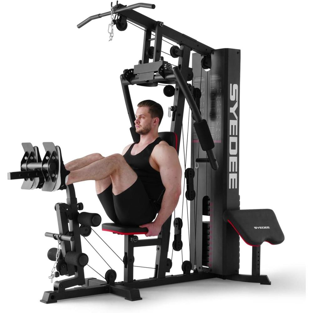 imageMikolo Home Gym Workout Station with 150LBS Weight Stack Multifunctional Home Gym Equipment Exercise Equipment for Full Body Strength Training