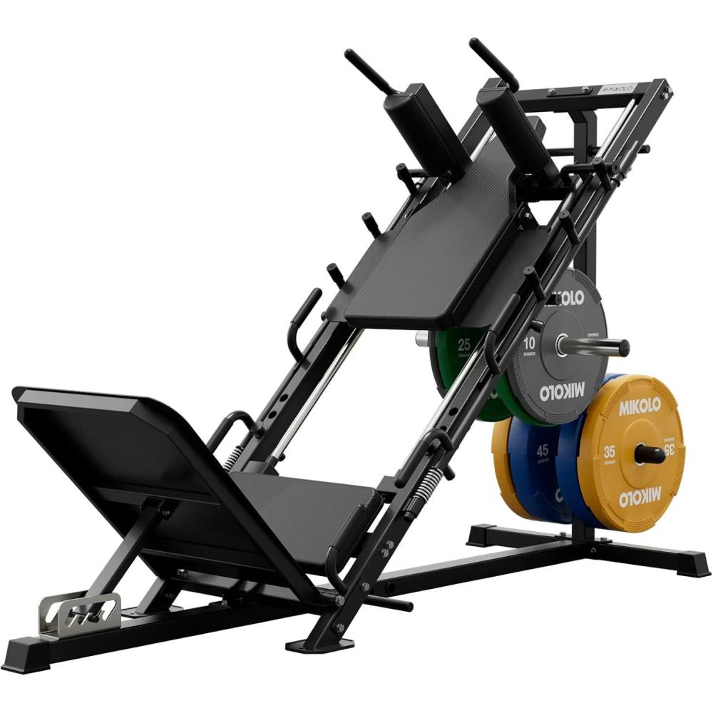 imageMikolo Leg Press Hack Squat Machine Combo Leg Press Machines for Home Gym with Linear Bearing Hack Squat Machine with Rear and Front Band Pegs Leg Machine for Full Range Leg Training230LB Colored Weights Combo