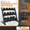 Mikolo Dumbbell Sets with Rack, Rubber Hex Dumbbells, Multiple Choices in 160/200/380/450/550LB, Hand Weights with Chrome Handle for Strength Training