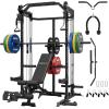Mikolo Power Cage, 2000LB Power Rack with Independent Dual Pulley System, Multi-Function Home Gym Workout Machine for Cable Crossover(Black)