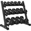 Mikolo Dumbbell Sets with Rack, Rubber Hex Dumbbells, Multiple Choices in 160/200/380/450/550LB, Hand Weights with Chrome Handle for Strength Training