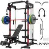 Mikolo Power Cage, 2000LB Power Rack with Independent Dual Pulley System, Multi-Function Home Gym Workout Machine for Cable Crossover(Red)