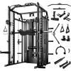 Mikolo Smith Machine with Weight Stack, Power Cage Home Gym System with LAT Pulldown & Cable Crossover, Multi-Functional Trainer with Dual Pulley System, Includes 10+ Free Attachments