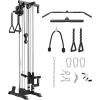 Mikolo Wall Mount Cable Station, Cable Crossover Machine with Dual Pulley System and 18 Adjustable Positions for Home Gym Fitness Equipment(Black Cable Machine)