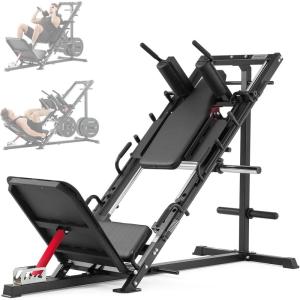 Mikolo Leg Press Hack Squat Machine Combo, Leg Press Machines for Home Gym with Linear Bearing, Hack Squat Machine with Rear and Front Band Pegs, Leg Machine for Full Range Leg Training(DD09 Red)