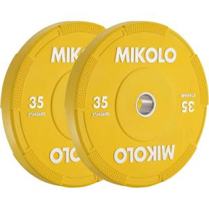 Mikolo Olympic Bumper Plates & Barbell Plates 2-Inch Weight Plate Set – Steel Insert, Low-Bounce & Quiet for Home Gym Strength Training (Weights: 45 * 2-230LB)(35LB PAIR)