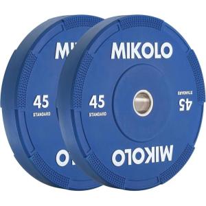 Mikolo Olympic Bumper Plates & Barbell Plates 2-Inch Weight Plate Set – Steel Insert, Low-Bounce & Quiet for Home Gym Strength Training (Weights: 45 * 2-230LB)(45LB PAIR)