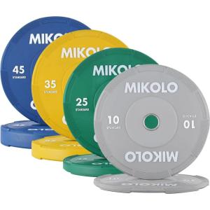 Mikolo Olympic Bumper Plates & Barbell Plates 2-Inch Weight Plate Set – Steel Insert, Low-Bounce & Quiet for Home Gym Strength Training (Weights: 45 * 2-230LB)(230LB SET)