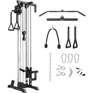 Mikolo Wall Mount Cable Station, Cable Crossover Machine with Dual Pulley System and 18 Adjustable Positions for Home Gym Fitness Equipment(Black Cable Machine)