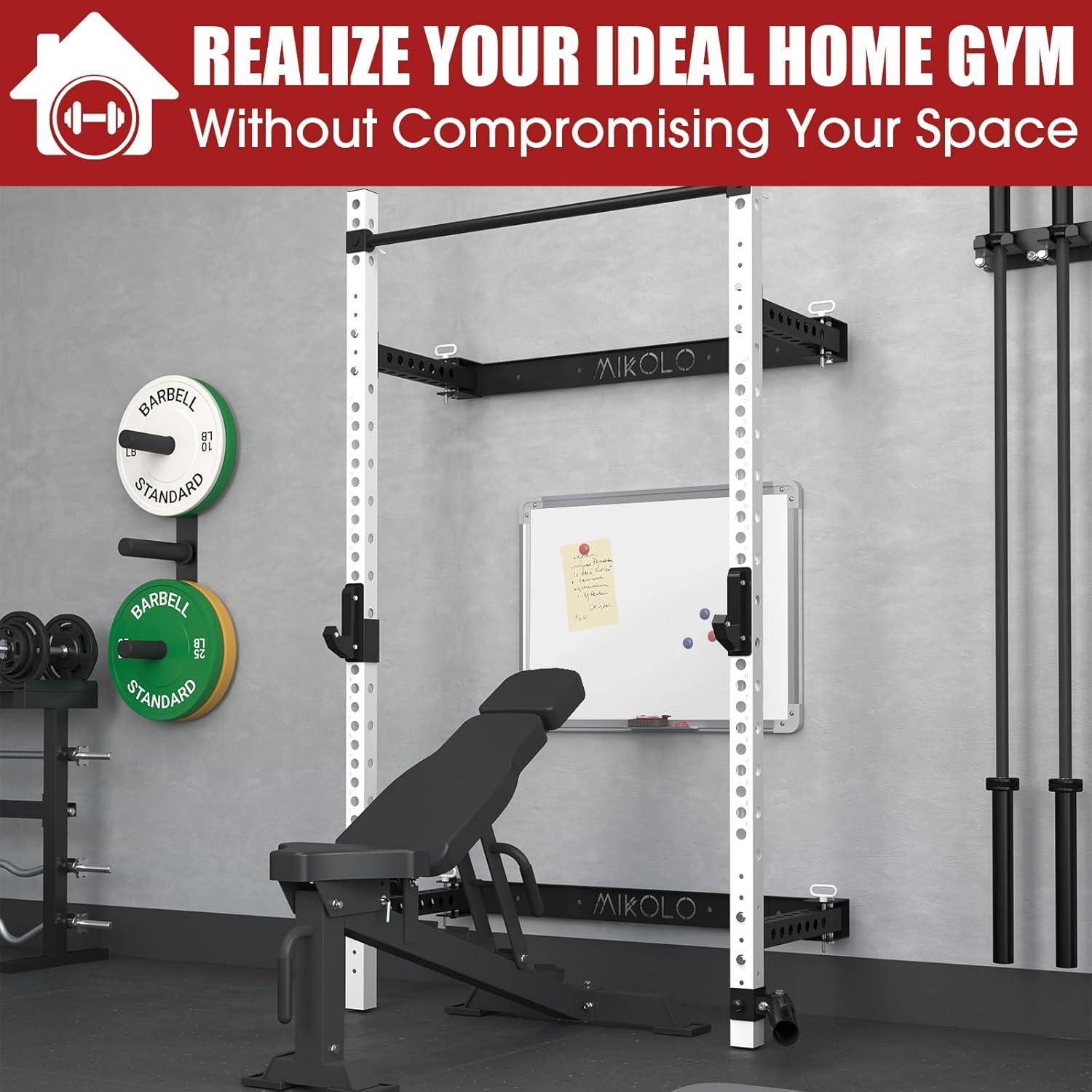 Mikolo 2 X 2 Folding Wall Mounted Squat Rack Foldable Power Rack 