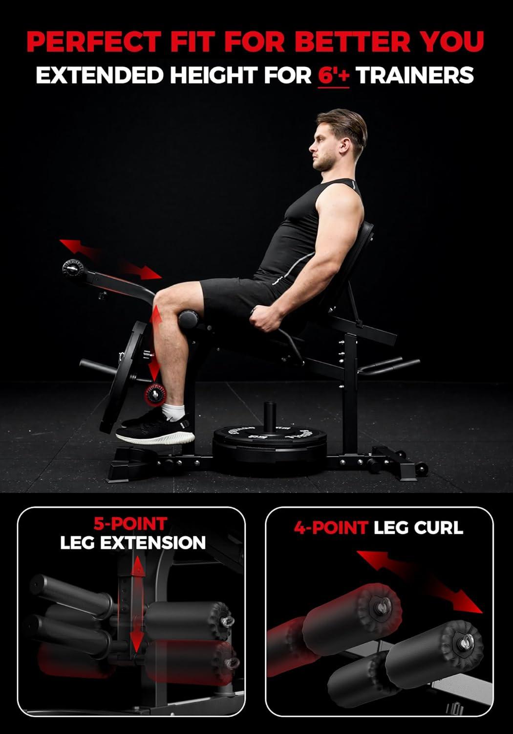 imageMikolo Leg Extension and Curl Machine Adjustable Leg Curl Machine Seated Leg Extension and Lying Curl Machine for Home Gym Leg Workout Equipment with Triple Loading SystemBlack LE00