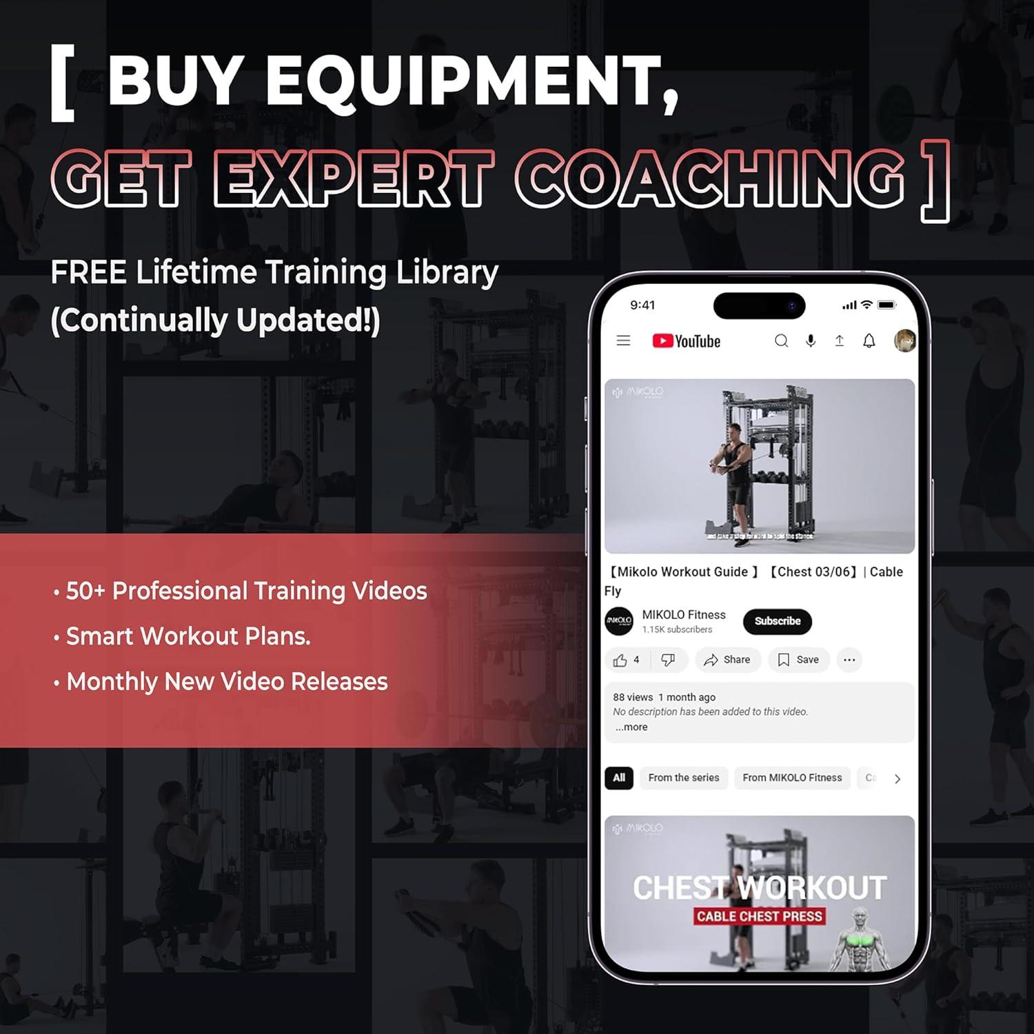 imageMikolo Smith Machine Allinone Power Cage Home Gym with Weight Stack Aluminum Pulley Set Dual LAT PullDown System ampamp Cable Crossover Red with 230lb Black Plates SetBench