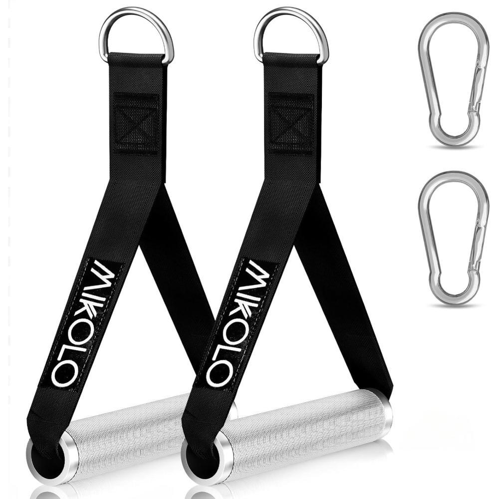 imageMikolo Aluminum Alloy Cable Machine Handles Exercise Handles D Handle Cable Attachments for Gym Durable Cable Machine Attachment for Cable Crossover TrainingAluminum Alloy Handles Without Bearing