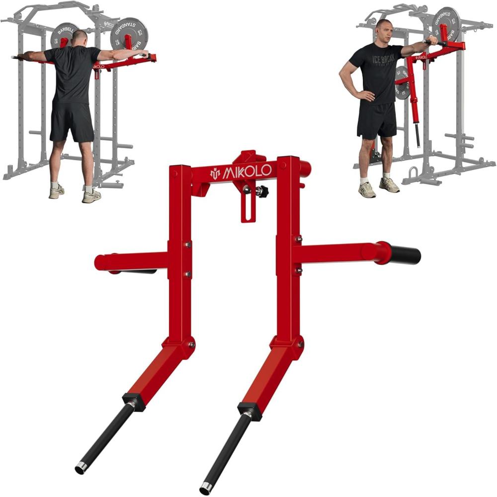 imageMikolo Lateral Raise Attachment for Squat Rack Standing Lateral Raise Machine with 1quot Holes Power Rack Cage Attachment Upper Body Strength Training Machine for Home GymRed