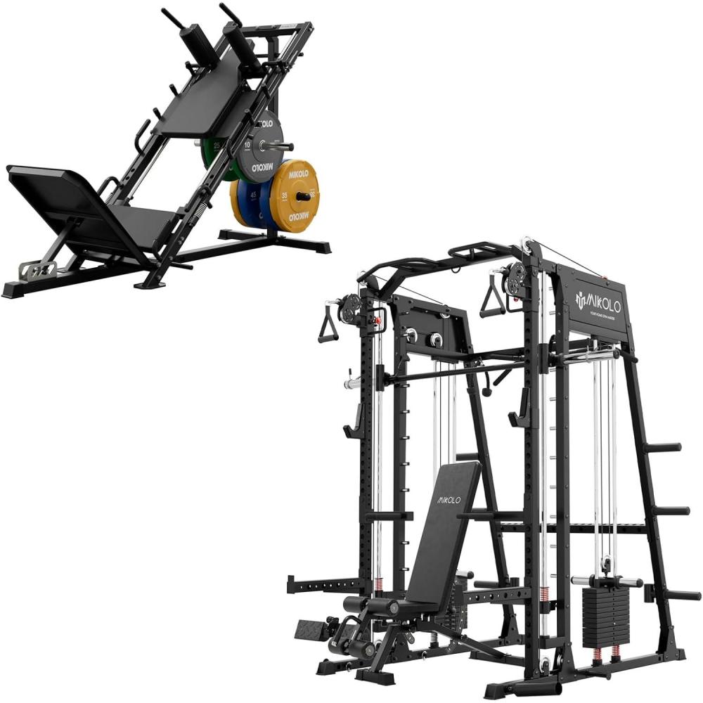 imageMikolo M4 20 Smith Machine AllinOne Home Gym Power Cage with LAT Pulldown ampamp Cable Crossover Squat Rack for Full Body WorkoutsM4 20 Elite Black Combo with DD09 Leg Press Machine