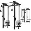 Mikolo Folding Squat Rack, Wall Mounted Power Rack with Cable Crossover Machine & LAT Pull Down, Functional Trainer with 5 Adjustable Function Modes, for Home Gym and Space Saving(Black)