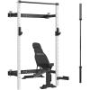 Mikolo 2” x 2” Folding Wall Mounted Squat Rack, Foldable Power Rack with Weight Bench and 7FT Barbell, Space-Saving Home Gym Package