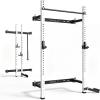 Mikolo 2″ x 2″ Folding Wall Mounted Squat Rack, 1000 Pounds Capacity Power Rack with Pull Up Bar, J Hooks and Other Attachments, Space-Saving Home Gym(White)