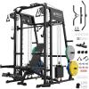 Mikolo M4 2.0 Smith Machine, All-in-One Home Gym Power Cage with LAT Pulldown & Cable Crossover, Squat Rack for Full Body Workouts(M4 2.0 Elite Black Package (230LB Color BP))