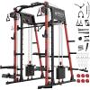 Mikolo M4 2.0 Smith Machine, All-in-One Home Gym Power Cage with LAT Pulldown & Cable Crossover, Squat Rack for Full Body Workouts(M4 2.0 Elite Red)