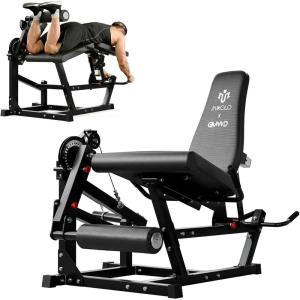 Mikolo Leg Extension and Curl Machine, Adjustable Leg Curl Machine, Seated Leg Extension and Lying Curl Machine for Home Gym, Leg Workout Equipment with Cable System(Black Taweret)