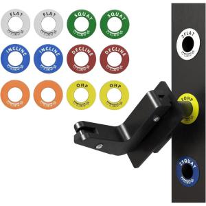 Mikolo Squat Rack Magnetic Position Markers – Power Cage Attachment, for J-Hooks and Spotter Arms (1″ Holes)