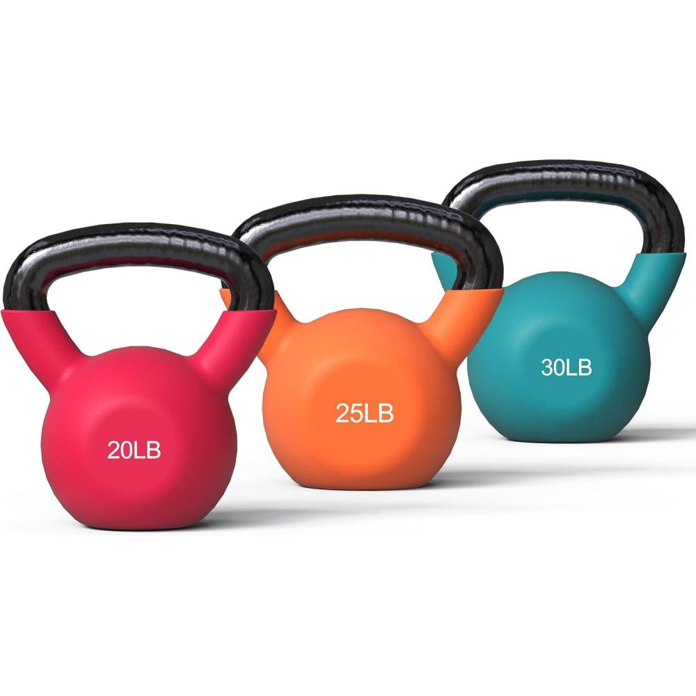 imageMikolo Neoprene Coated Cast Iron Kettlebells 530LB Set Solid Weight Set with Wide Grip Handle and Flat Bottom Ideal for Full Body Strength Training at Home Gym202530LB