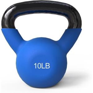 Mikolo Neoprene Coated Cast Iron Kettlebells 5-30LB Set, Solid Weight Set with Wide Grip Handle and Flat Bottom, Ideal for Full Body Strength Training at Home Gym(10LB)