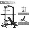 Mikolo Smith Machine Home Gym Power Cage (1:1 Ratio Strength Trainer) (Space Saving Design) (with 8 Free Attachments) Squat Rack for Full Body Training((With Weight Bench))