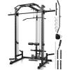 Mikolo Smith Machine Home Gym Power Cage (1:1 Ratio Strength Trainer) (Space Saving Design) (with 8 Free Attachments) Squat Rack for Full Body Training(M1 Upgraded 3.0)