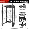 Mikolo 3″x3″ Power Cage, 2000lbs Power Cage, Multi-Function Power Rack, Commercial Squat Rack for Home Gym with 3×3 Attachment Set, LAT Pulldown and Dip Bar Attachment