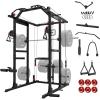 Mikolo K6 2.0 Power Cage, Power Rack with Cable Crossover System, 2000LBS Squat Rack with LAT Pull Down System, Functional Trainer with Aluminum Pulley System for Home Gym(Black)