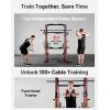 Mikolo M4 2.0 Smith Machine, 2200lbs Squat Rack with LAT-Pull Down System & Cable Crossover Machine, Training Equipment with Leg Hold-Down Attachment(Red)