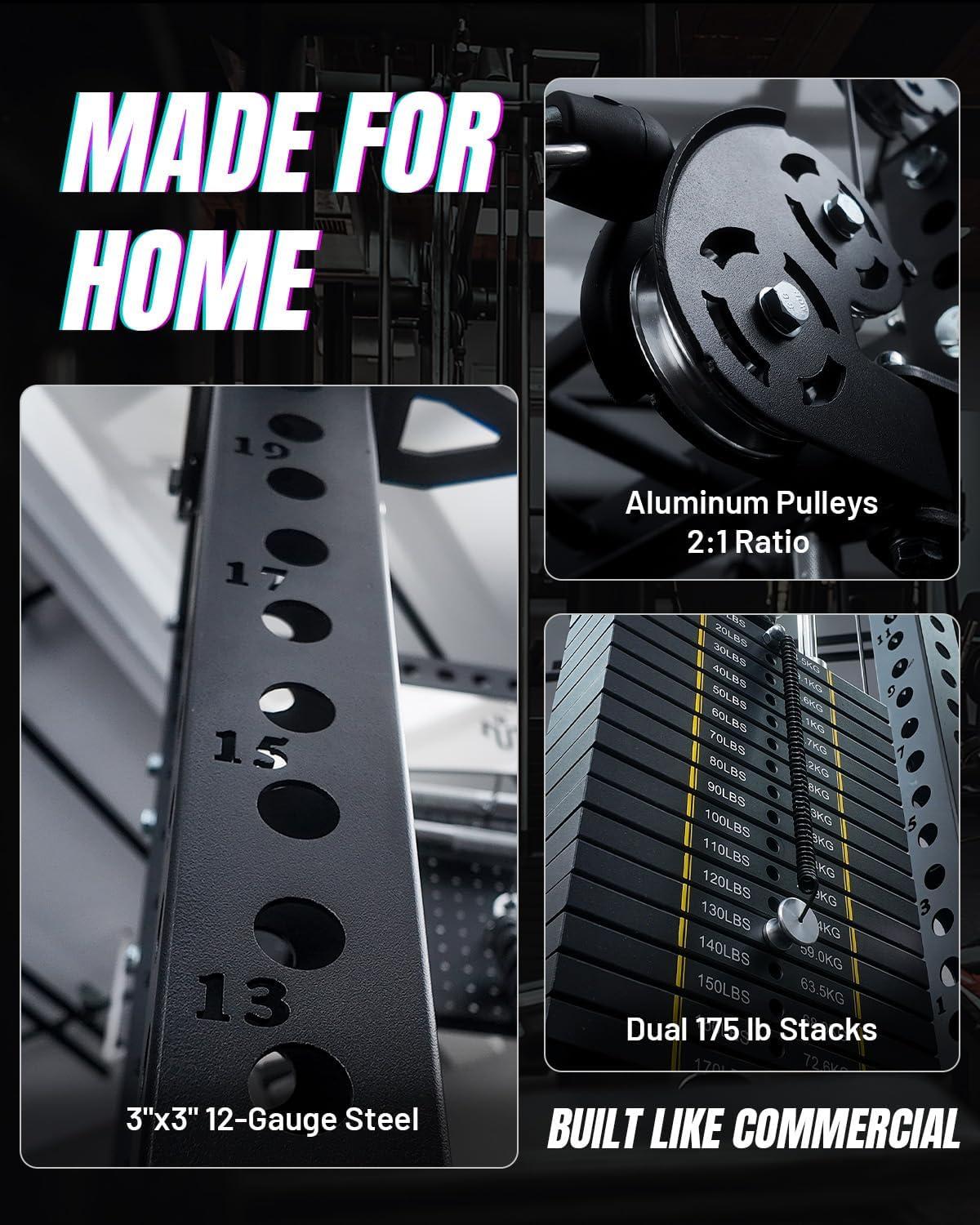 Mikolo Anubis-2.0 Smith Machine, 2000LBS Power Cage with LAT Pulldown ...