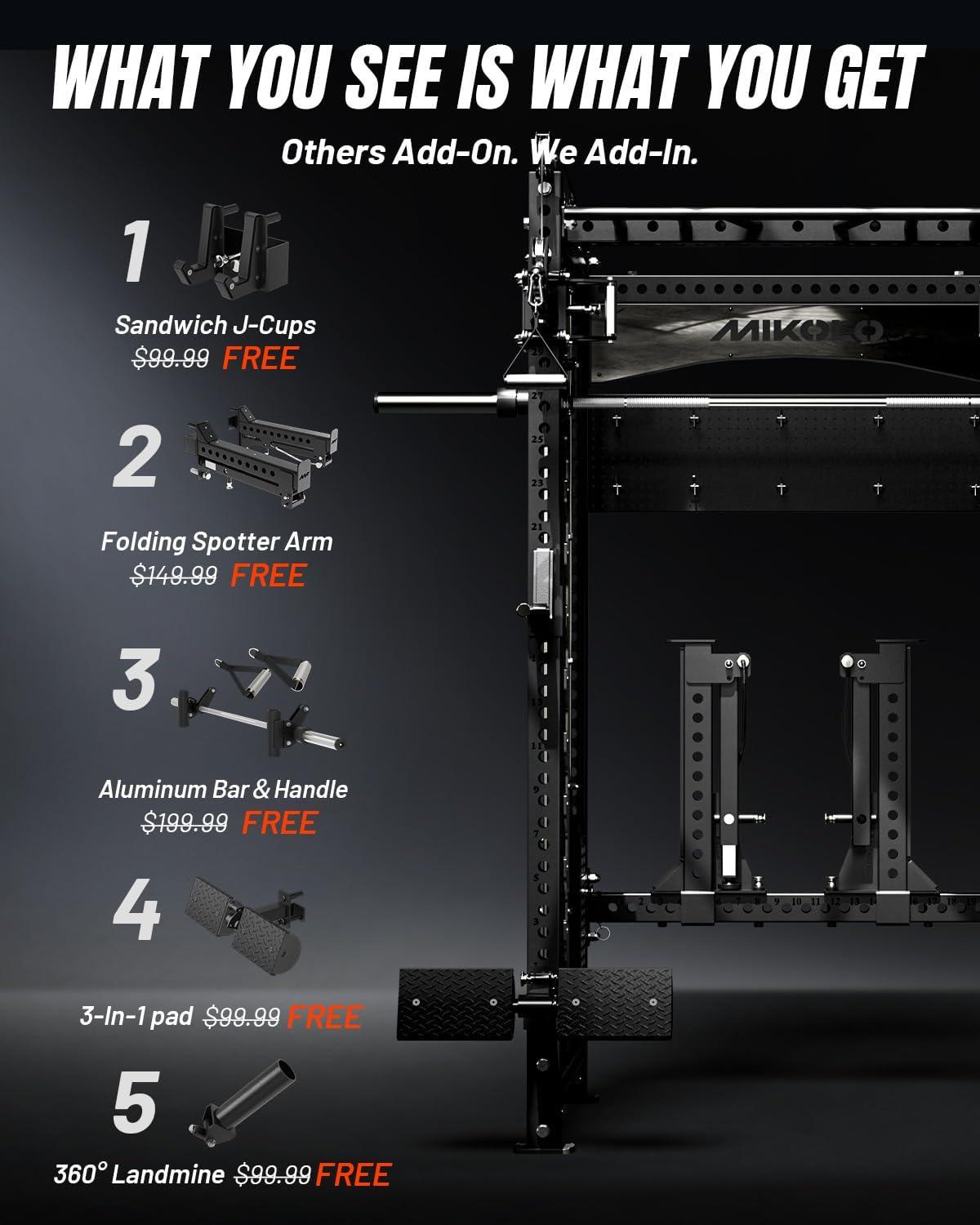 Mikolo Anubis-2.0 Smith Machine, 2000LBS Power Cage with LAT Pulldown ...
