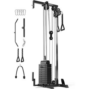 Mikolo Wall Mount Cable Machine, 190lb/118lb Weight Stack Cable Station, All in One Machine with Dual Pulley System and 27/19 Positions for Home Gym Fitness Equipment(BLACK)