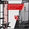 Mikolo F4 2.0 Power Cage with Dual-Track Smooth Pulley System, 1200LBS Power Rack with Leg Hold-Down for Heavy LAT Pulldowns(Black)
