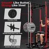Mikolo F4 2.0 Power Cage with Dual-Track Smooth Pulley System, 1200LBS Power Rack with Leg Hold-Down for Heavy LAT Pulldowns(Red)