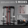 Mikolo Folding Squat Rack, Wall Mounted Power Rack with Cable Crossover Machine & LAT Pull Down, Functional Trainer with 5 Adjustable Function Modes, for Home Gym and Space Saving(Red)