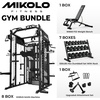 Mikolo Smith Machine with Weight Stack, Power Cage Home Gym System with LAT Pulldown & Cable Crossover, Multi-Functional Trainer with Dual Pulley System, Includes 10+ Free Attachments(Package with Bench & 550lb Dumbbell Set)